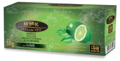 Zdjęcie produktu dla Herbata Zielona Aromatyzowana o smaku Limonki w torebkach 50g 2gx25t MK