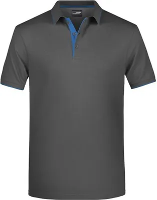 Produktbild von Klassisches Polo mit Kontraststreifen graphite/aqua, Gr. 3XL