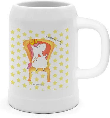 Produktbild von Mr. & Mrs. Panda Bierkrug Einhorn Prinzessin - Weiß - Geschenk, Tonkrug, Steinkrug, Bierhumpen, Monat, Geburtstagsgeschenk, Bier Seidel, Deko, Geburtstag, Krug