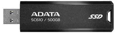 Produktbild von ADATA SC610, 500 GB, USB Typ-A, 3.2 Gen 2 (3.1 Gen 2), 550 MB/s, 10 Gbit/s, Schwarz