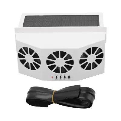 Obrázok produktu pre Solárne napájaný chladič do auta, veľký široký uhol, 3 ventilátory, dezodorizér, úspora energie, výfukový ventilátor do auta, biely