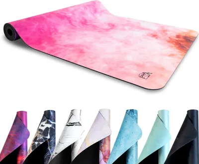 Produktbild von Fitnessmatte, Yogamatte aus umweltfreundlichem Naturkautschuk und rutschfest mit Design und Tragegurt - Gymnastikmatte 183cm x 68cm x 4mm