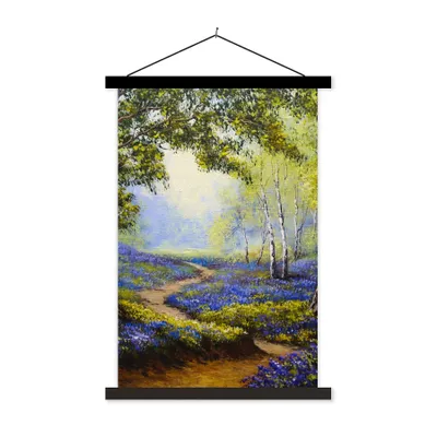 Produktbild von MuchoWow® Textilposter Gemälde - Natur - Wald - Blumen - Ölfarbe 120x180 cm mit schwarzem Rahmen - Fotos