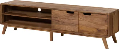 Immagine prodotto di MASSIVMOEBEL24 | Mobile tv in legno di Sheesham 180x40x48 laccato-sabbiato naturale MALMÖ 2 #222