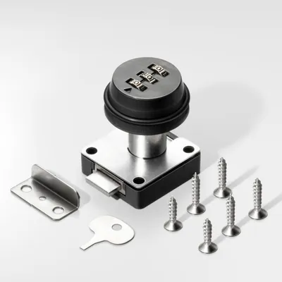 Imagen del producto de INF Cerradura mecánica para cajón - Placa diamantada, Combinación reseteable de 3 dígitos, Instalación oculta Negro