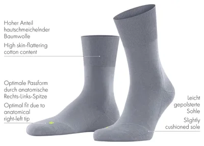 Produktbild von FALKE Uni Socken Run U So, Baumwolle, Funktionsmaterial, 1 Paar, Grau Light Grey 3400, 37-38
