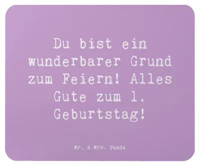 Produktbild von Mr. & Mrs. Panda Mauspad Spruch 1. Geburtstag Feiern - Lavendeltraum - Geschenk, mousematte, Kindergeburtstag, Geburtstagsgeschenk, Babygeburtstag, pc mousepad, Mouse Pad