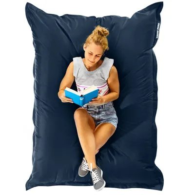 Produktbild von Green Bean Sitzsack "Square" XXL 140x180cm mit 380 Liter EPS Perlen - Riesensitzsack für Kinder & Erwachsene - Dunkelblau