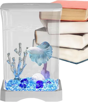 Productafbeelding van Betta aquariumtank 4K HD glas LED licht compacte vistank voor thuis en kantoor