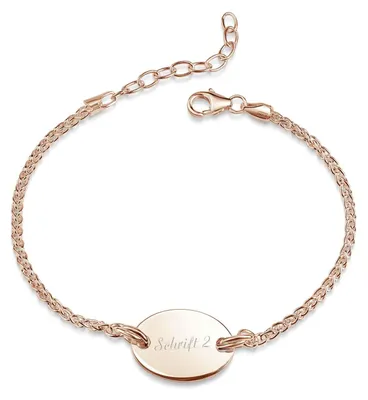 Produktbild von MATERIA by Matthias Wagner Gravurarmband Rosegold mit ovaler Gravurplatte 925 Silber rosé vergoldet SA-155-Rosegold