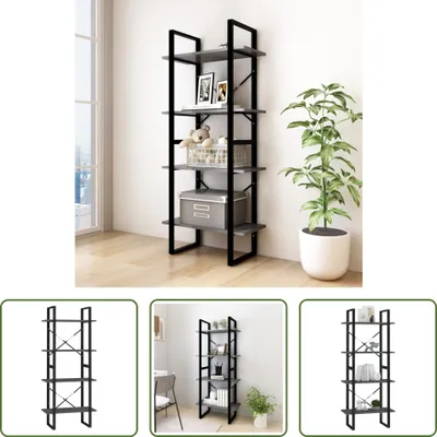 Immagine prodotto di The Living Store Libreria 4 scomparti grigio 60x30x140 cm in legno di pino massiccio