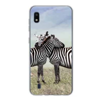 Produktbild von MuchoWow® Handyhülle Schutzhülle Hülle für Samsung Galaxy A10 Zebras - Gras - Schwarz - Weiß Silikon Softcase Handy Hülle - Schutzhülle
