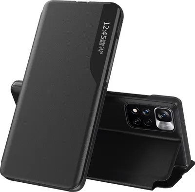 Produktbild von Xiaomi Redmi Note 11 Hülle, Smart View Fenster Flip Stand Cover Kunstleder Schutzhülle für Xiaomi Redmi Note 11 Schwarz