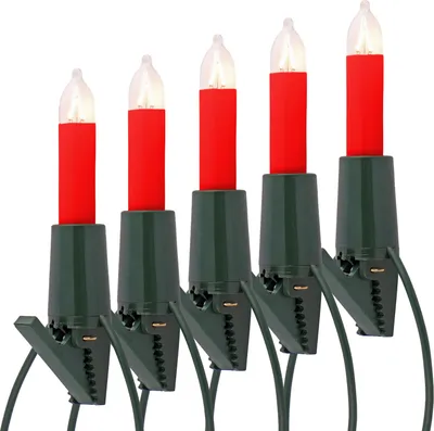 Produktbild von NARVA Premium Kerzen Lichterkette 30 rote Schaftkerzen Weihnachtsbaumbeleuchtung 230V innen