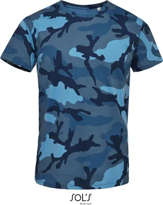 Zdjęcie produktu dla SOLs 01188 | Koszulka męska Camo / Tarn - Kolor: Niebieski Camo - Rozmiar: XL