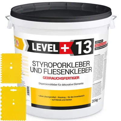 Produktbild von SET Styroporkleber 20kg Dispersionkleber Polymerbasis + 2St. Zahnspachtel RM13