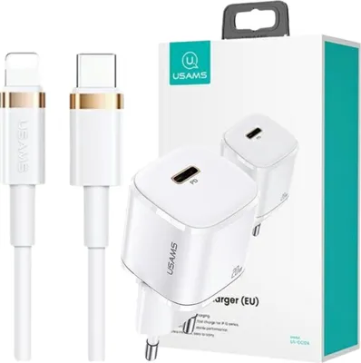 Immagine prodotto di Usams phone charger T36 1xUSB-C+Lightning PD3.0