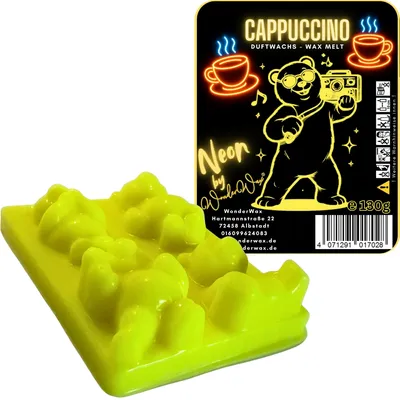 Produktbild von WonderWax Neon Duftriegel 6 x Duftwachs Bären Wachsmelt Duftwachs Raumduft für Duftlampen Soja Wachs Melts Duftmelt Aroma Wellnes Kerzen Wärmer Wax Tarts Cappuccino