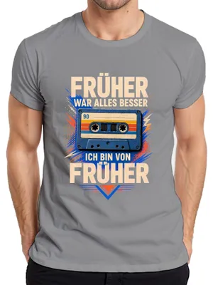 Immagine prodotto di "Prima era meglio". T-shirt da uomo, colore grigio, con scritta sarcastica. Taglia L