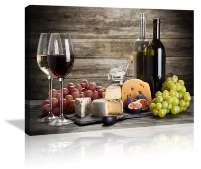 Obrázok produktu pre Obraz na plátne Víno a syr 80x60 cm zarámovaný