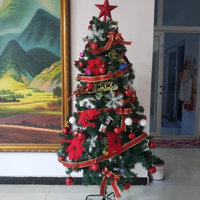Produktbild von 150cm Schmal Weihnachtsbaum Künstlich, Faltbarer Künstlicher Geschmückter Weihnachtsbaum Set,mit Metallständer,für Zuhause,Geschäfte,Büros