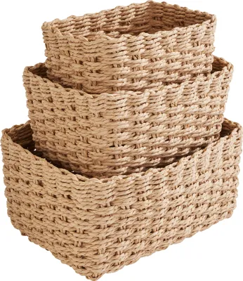 Produktbild von VBS 3er Set Korb aus Seegras Rattan Optik rechteckig stabil organizer