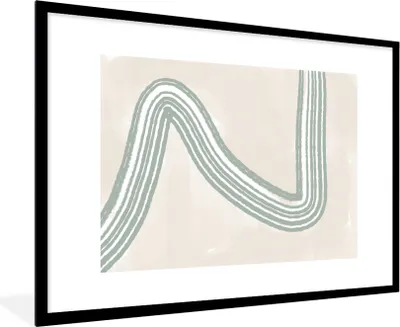 Produktbild von MuchoWow® Gerahmtes Poster Linie - Abstrakt - Design 90x60 cm - Poster mit Schwarzem Bilderrahmen Wandposter Rahmen Foto Bilder - Wanddekoration - Fotos