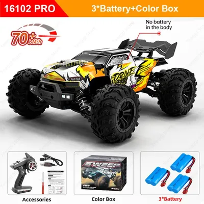Obrázok produktu pre Rýchlostné diaľkové ovládanie – model 16102 PRO – 4x4 – mierka 1:16 – drift – 70 km/h – LED osvetlenie – žltá farba
