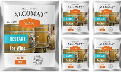 Produktbild von Weinhefe für die Wiederaufnahme der Gärung ALCOMAT Restart Yeast | Alkohol Hefe | auf 25 bis 30 Liter | Alkoholverträglichkeit: bis 18% 5er Set
