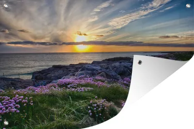 Produktbild von MuchoWow® 90x60 cm Outdoor-Poster Gartendeko Sichtschutz Garten Poster für den Garten  Sonnenuntergang in Tangasdale