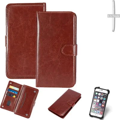 Produktbild von K-S-Trade 360° Hülle kompatibel mit Motorola Moto E braun Kunstleder Case BookCase WalletCase Kunstlederederhülle Handyhülle, Rundumschutz Bumper