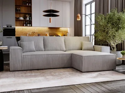 Produktbild von FurniDe24 Ecksofa L-Form Malaga Rechts - Moderne Ecksofa, Wohnzimmer Sofa mit Bettkasten, - Eckcouch Grau (Poso 55)