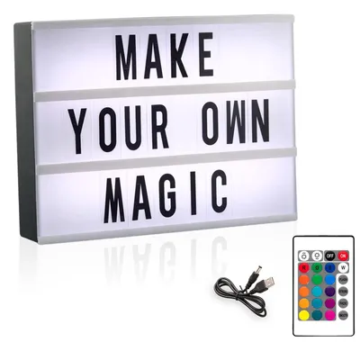 Produktbild von LED Light box mit 16 Farbwechsel, 4 Blitzmodi+104 Buchstaben+ 88 Nummer Emojis, 192 Transparente Karten, A5 Leuchtkasten für Mädchen & Teenager, Hochzeiten, Geburtstagsfeie, Party