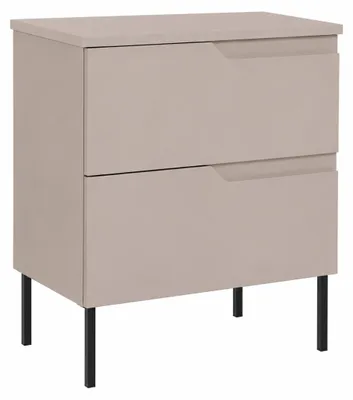 Immagine prodotto di Mobile bagno a pavimento, larghezza 60 cm, ante a listelli di 16 mm, finitura in legno di cashmere e pannello di cashmere, maniglie fresate, piedi quadrati di 15 cm, dimensioni 60 x 46 x [altezza mancante], Immagine generata dall'IA