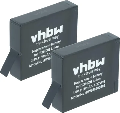 Produktbild von vhbw 2x Akku kompatibel mit Insta360 One X Kamera (1150 mAh, 3,8 V, Li-Ion)