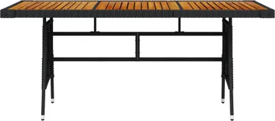 Obrázok produktu pre vidaXL Záhradný stôl čierny 160x70x72cm Poly ratan a masívne drevo akácie