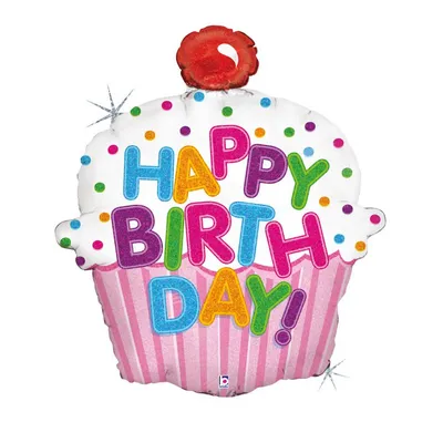 Zdjęcie produktu dla Balon na tort Karaloon Happy Birthday z efektami holograficznymi