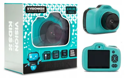 Zdjęcie produktu dla Aparat cyfrowy dla dzieci VISIONKIDS 40MP video Full HD 1080p 16GB / turkus / VK00002