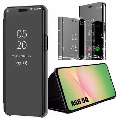 Image de Coque pour Samsung Galaxy A56 5G Effet Miroir Fenêtre Tanslucide Protection Renforcée Noir