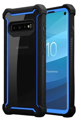Produktbild von Cadorabo Hülle für Samsung Galaxy S10 4G Schutzhülle in Blau Handy Hülle Etui TPU Silikon-Rand Glas-Rücken Acryl