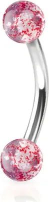 Produktbild von viva-adorno 1,2 x 8 x 4mm Piercing Banane Augenbrauenpiercing Chirurgenstahl Glitzer Glitter Kugeln Kunststoff in verschiedenen Farben Z278, Rot