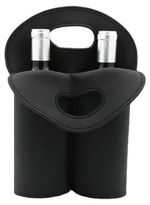Produktbild von Doppelte Neopren-Weintasche, wiederverwendbare Kühltasche für 2 Standard-Weinflaschen (750 ml), ideal als Geschenktasche für Reisen, Picknicks und Hochzeiten.
