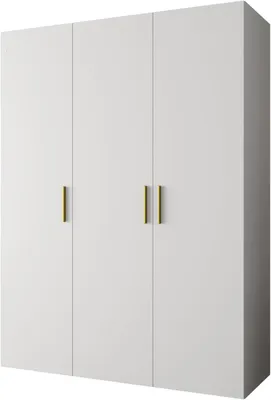 Obrázek produktu pro Šatní skříň – Komoda – Úložný prostor – Pro oděvy – S věšákovou tyčí – Šířka 150 cm – Bílá, zlatá barva