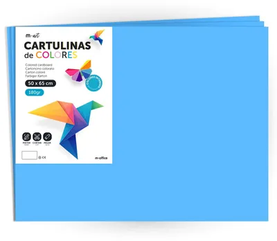 Imagen del producto de Cartulina azul turquesa, de 50x65 cm, 180 g/m², con 125 hojas, ideal para proyectos creativos