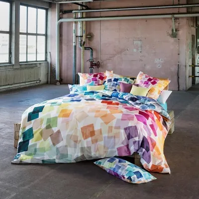Zdjęcie produktu dla Zestaw pościeli Estella Mako Satin, 3-częściowy: poszewka na kołdrę 200 x 220 cm + 2 poszewki na poduszki 80 x 80 cm, puzzle Impulse w wielu kolorach