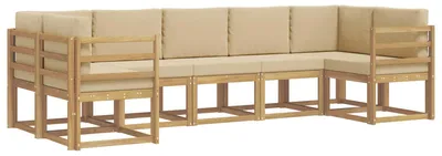 Produktbild von vidaXL Outdoor-Sofagarnitur mit Kissen 7 pcs Weiß und Beige