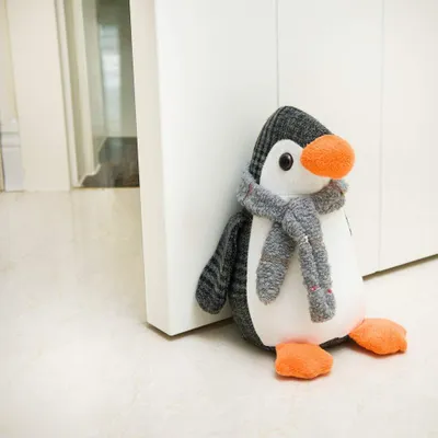 Image de Joli cale-porte – Cale-porte décoratif en forme de pingouin avec poids, pour l'intérieur, idéal pour la maison et le bureau – Décoration d'intérieur en forme d'animal rembourrée de tissu