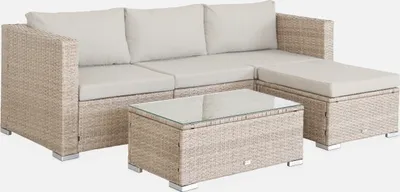 Produktbild von sweeek - Gartenlounge aus Polyrattan für 4 Personen - Natur