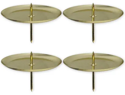 Produktbild von 4-teiliges Set Kerzenhalter - Mit Dorn für Kerzen - Zur Nachbildungation - Gold, Teller-Durchmesser 60 mm