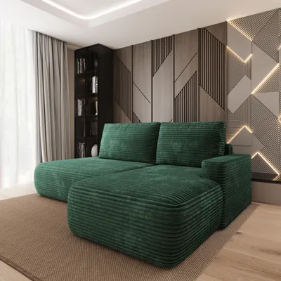 Produktbild von Masseno Ecksofa AVINI T R-S mit Schlaffunktion L-Form, Sofa mit Bettkasten, Wohnzimmersofa, Couch, Soffa, Bettsofa, Couchgarnitur- Grün, TILIA 39